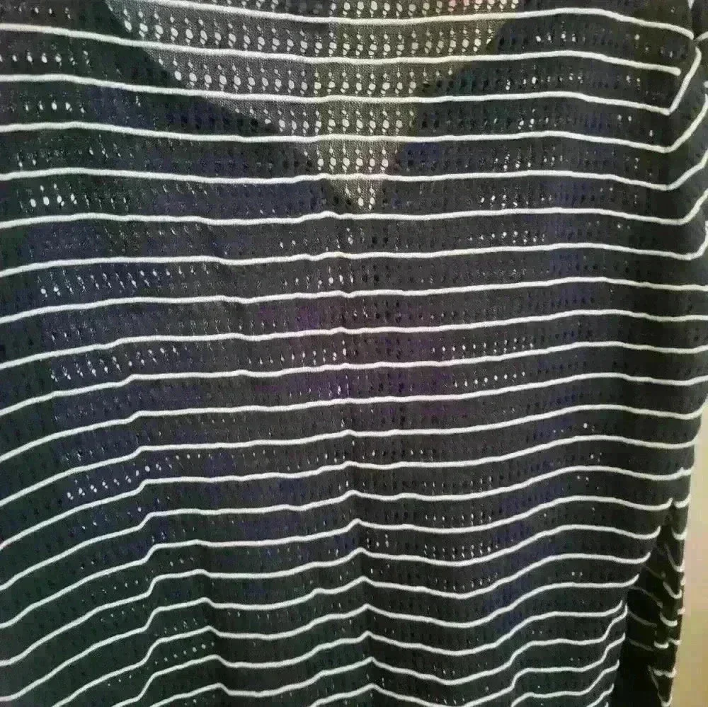 H&M open stitch lightweight cardigan navy/white stripes size L
